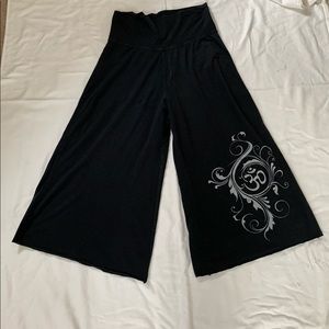 Black OM Cropped Palazzo Pants